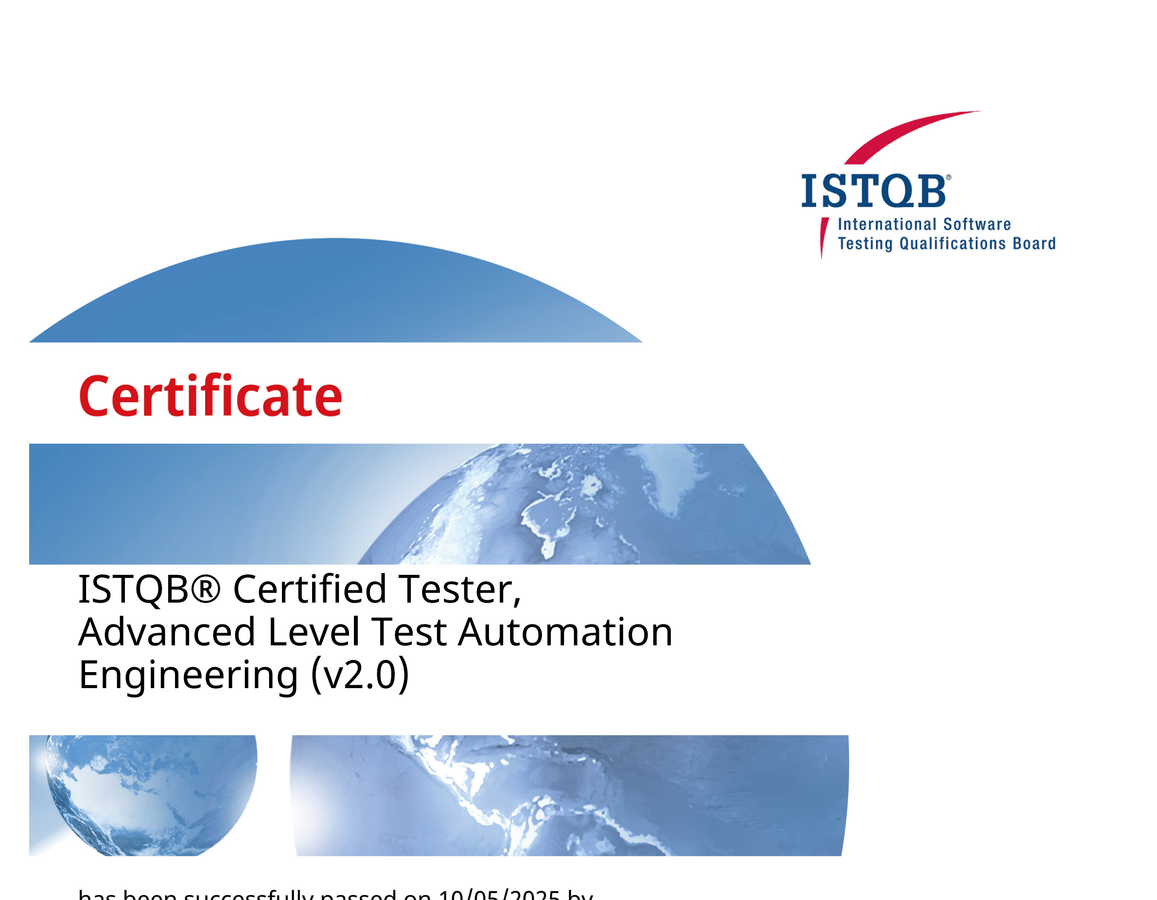 ISTQB CTAL-TAE Certificate
